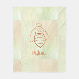 Rose Gold Bee Symbol Fleece Blanket