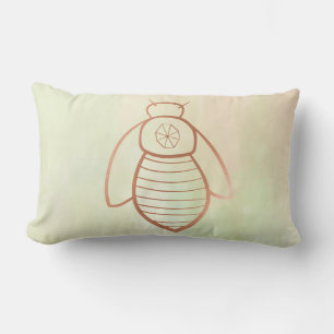 Rose Gold Bee Symbol Lumbar Cushion
