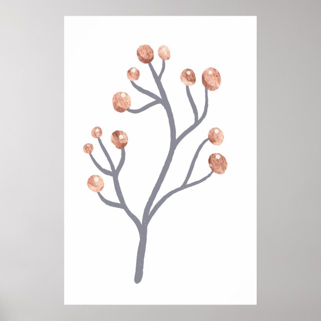 Rose Gold Berry Branch Print (Front)