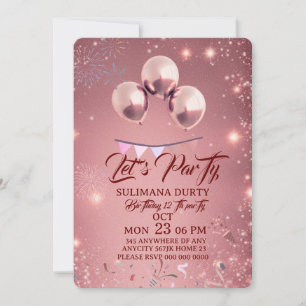 Rose Gold Birthday Invitation Template: Let's Part