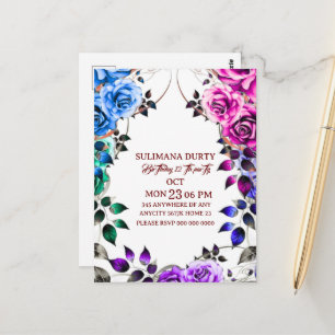 Rose Gold Birthday Invitation Template: Let's Part Postcard