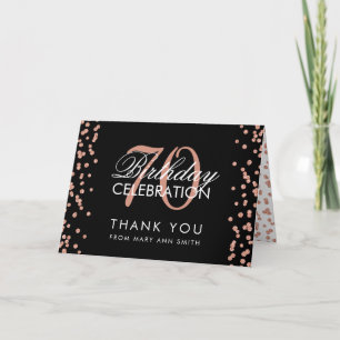 Rose Gold Black 70th Birthday Thank you Confetti