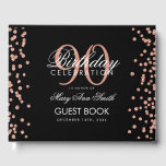 Rose Gold Black 90th Birthday Glitter Confetti Guest Book<br><div class="desc">Elegant 90th Birthday Party Rose Gold Glitter Confetti Black template.</div>