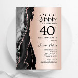 Rose Gold Black Agate Surprise 40th Birthday Invitation<br><div class="desc">Black and rose gold agate surprise 40th birthday party invitation. Elegant modern design featuring royal agate marble geode background,  faux glitter rose gold and typography script font. Trendy invite card perfect for a stylish women's bday celebration. Printed Zazzle invitations or instant download digital printable template.</div>