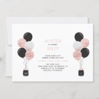 Rose Gold & Black Balloon Modern 60 Birthday Party