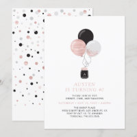 Rose Gold & Black Balloons Modern Birthday Party