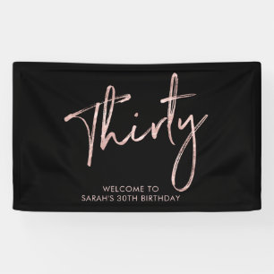 Rose Gold & Black Birthday Party Welcome Banner