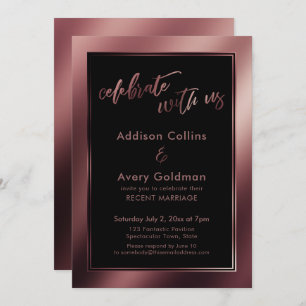 Rose Gold & Black Celebrate with Us Invitation