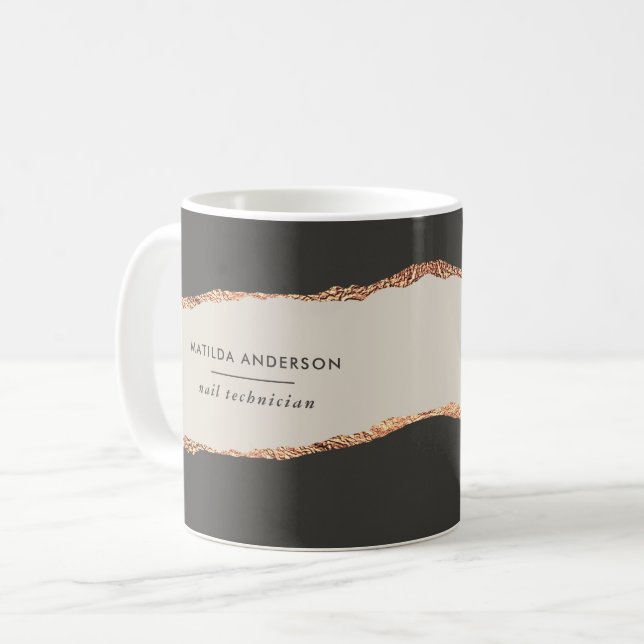 Rose gold black elegant modern girly price QR code Coffee Mug (Front Left)