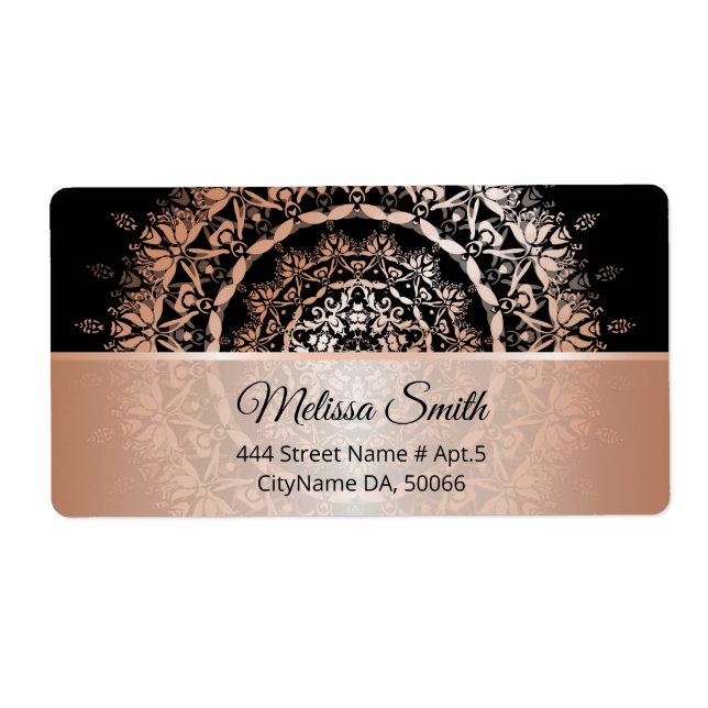 Rose Gold Black Floral Modern Mandala   (Front)