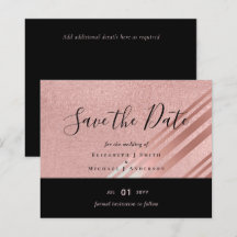 Rose Gold Black Glitter Look WEDDING SAVE DATE