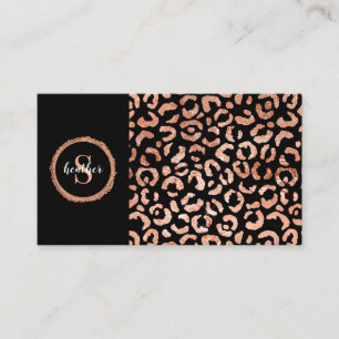 Rose Gold Black Leopard Cheetah Beauty Salon Business Card