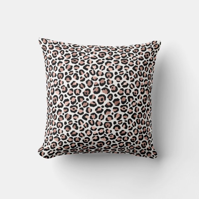 Rose Gold Black Leopard print cheetah trendy Cushion (Front)