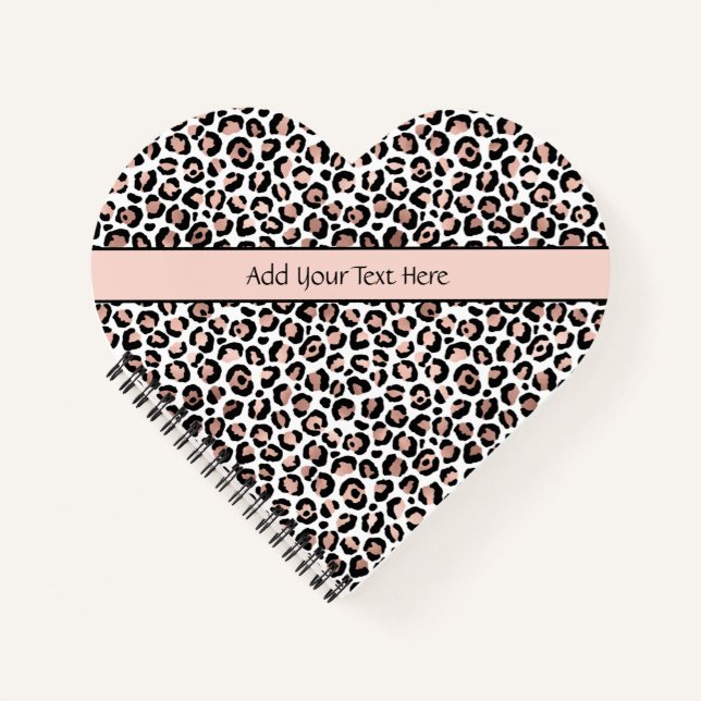 Rose Gold Black Leopard Print Trendy Chic heart Notebook (Front)