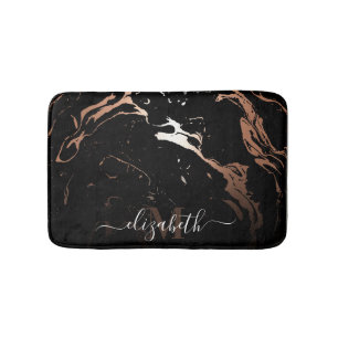 Rose Gold Black Marble Bath Mat