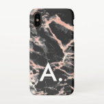Rose Gold & Black Marble Monogram Custom Initial  iPhone X Case<br><div class="desc">Personalise by adding your own initial.</div>