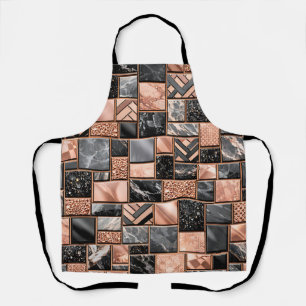 Rose Gold Black Marble Mosaic Apron
