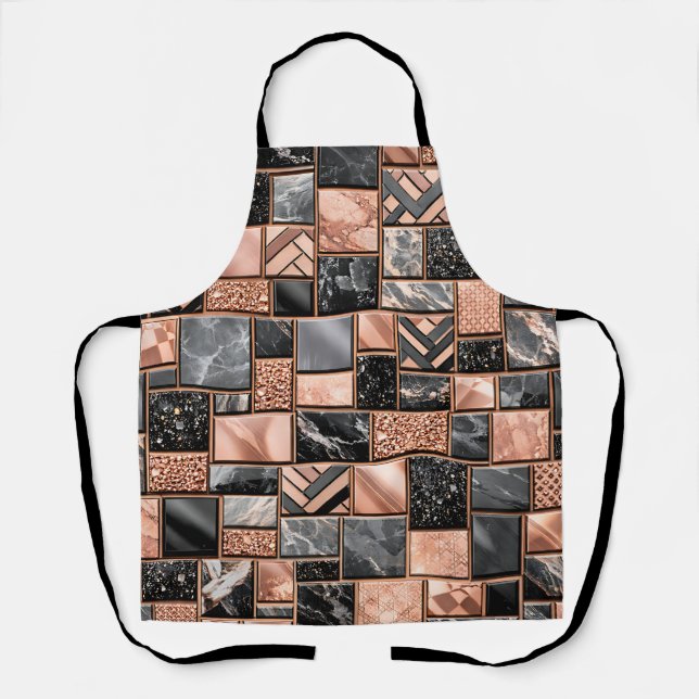 Rose Gold Black Marble Mosaic Apron (Front)