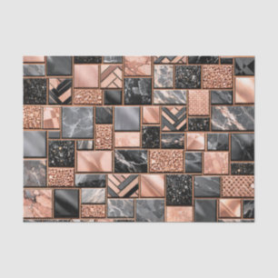 Rose Gold Black Marble Mosaic Tissue Paper