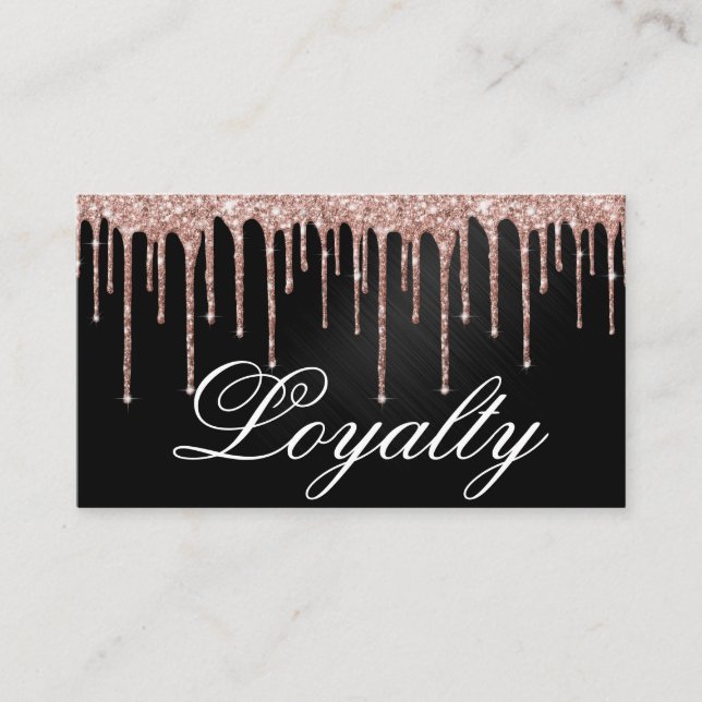 Rose Gold Black Metallic Glitter Drips Loyalty (Front)