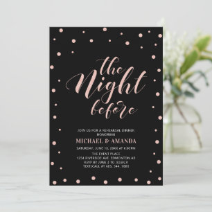 Rose Gold Black Modern Typography Rehearsal Dinner Invitation