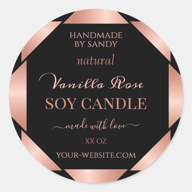 Rose Gold & Black Ombre Product Packaging Labels (Front)