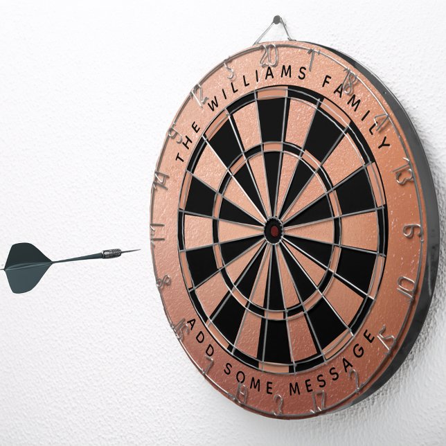 Rose Gold Black Pink Custom Name Elegant Feminine  Dartboard (Creator Uploaded)