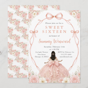 Rose Gold Black Princess Sweet Sixteen Invitation