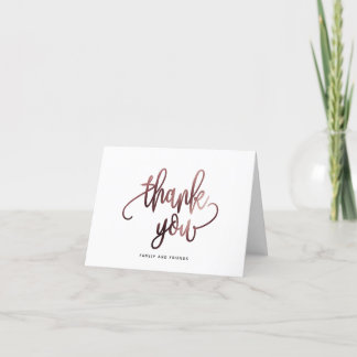 Rose Gold Black Script Typography Wedding Thank You Card
