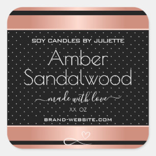 Rose Gold Black Soy Wax Candles Packaging Labels