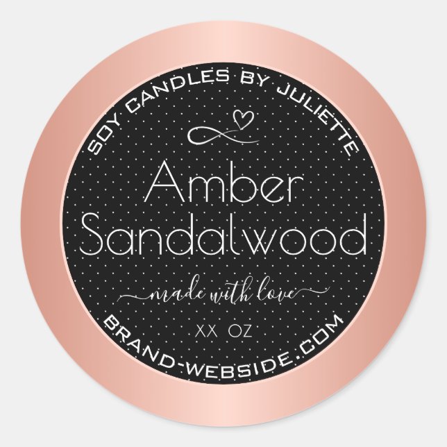 Rose Gold Black Soy Wax Candles Packaging Labels (Front)