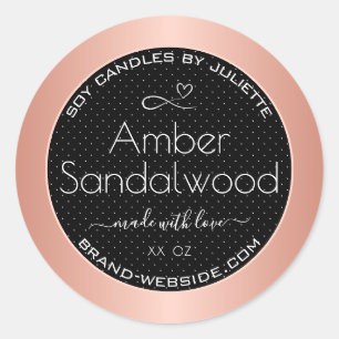 Rose Gold Black Soy Wax Candles Packaging Labels