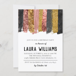 Rose Gold & Black Tape Birthday Invitation