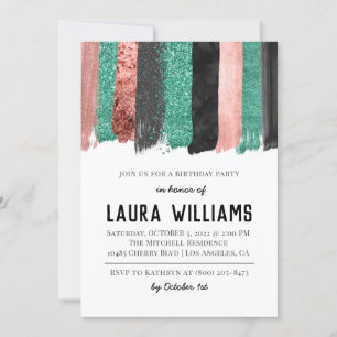 Rose Gold & Black Tape Birthday Invitation