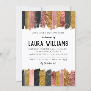 Rose Gold & Black Tape Birthday Invitation