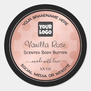 Rose Gold Black with Logo Product Packaging Labels