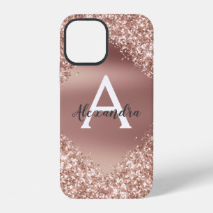 Rose Gold Bling Luxury Sparkle Glitter Monogram iPhone 12 Case