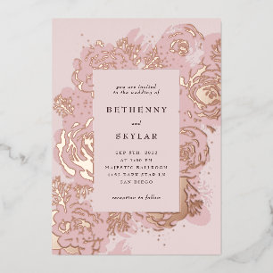 Rose Gold Blooms Foil Invitation