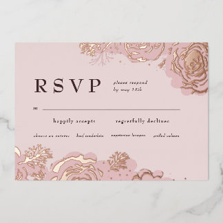 Rose Gold Blooms  Foil Invitation