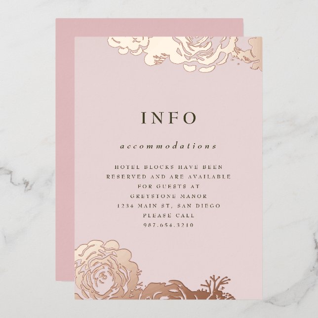 Rose Gold Blooms Invitation (Front/Back)
