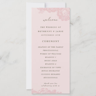 Rose Gold Blooms Wedding Program