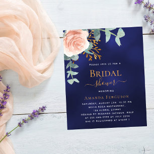 Rose gold blue Bridal Shower invitation