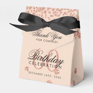 Rose Gold Blush 60th Birthday Thank You Confetti Favour Box
