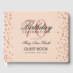 Rose Gold Blush 70th Birthday Glitter Confetti Guest Book<br><div class="desc">Elegant 70th Birthday Party Rose Gold Glitter Confetti Blush Pink template.</div>