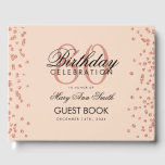 Rose Gold Blush 80th Birthday Glitter Confetti Guest Book<br><div class="desc">Elegant 80th Birthday Party Rose Gold Glitter Confetti Blush Pink template.</div>