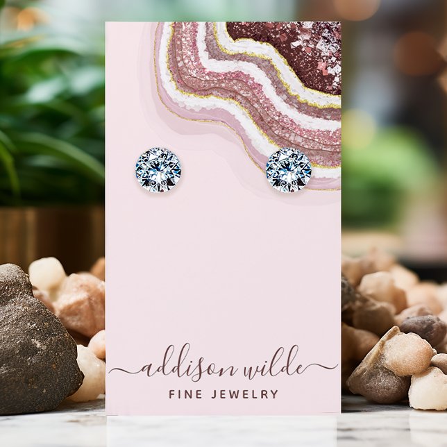 Rose Gold Blush Agate Geode Earring Display Card (Creator Uploaded)