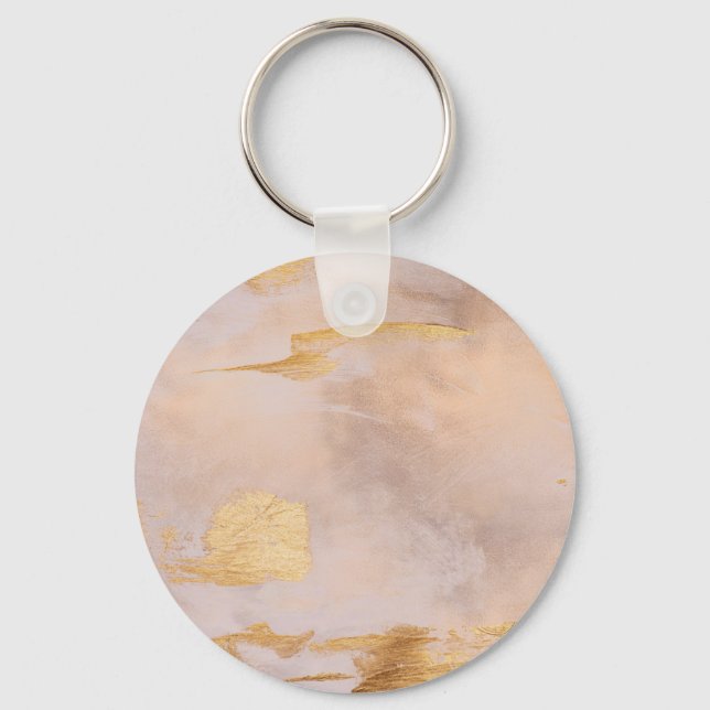 Rose Gold Blush and Gold Texture Key Ring (Front)