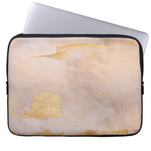 Rose Gold Blush and Gold Texture Laptop Sleeve