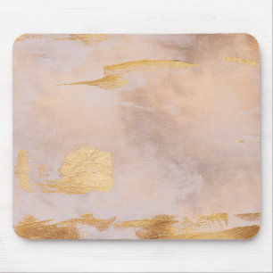 Rose Gold Blush and Gold Texture Mouse Pad