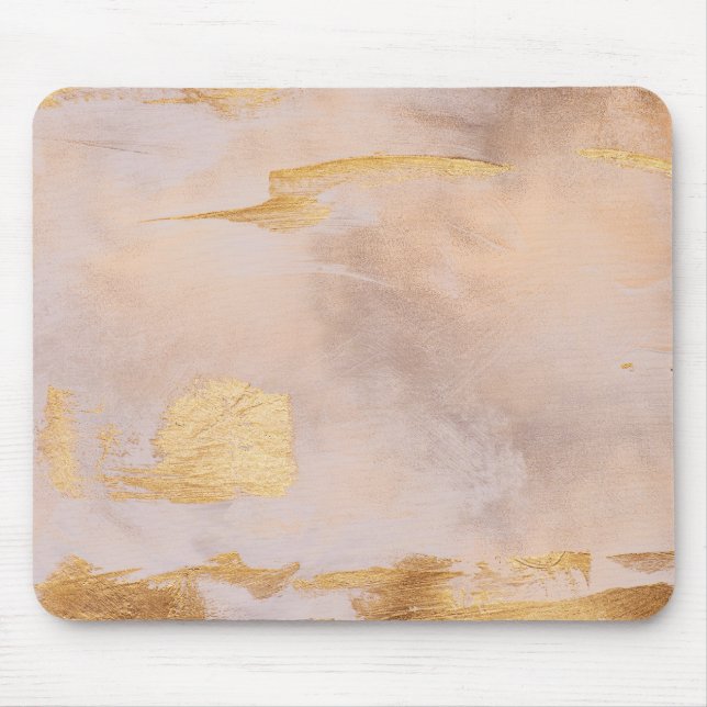 Rose Gold Blush and Gold Texture Mouse Pad (Front)